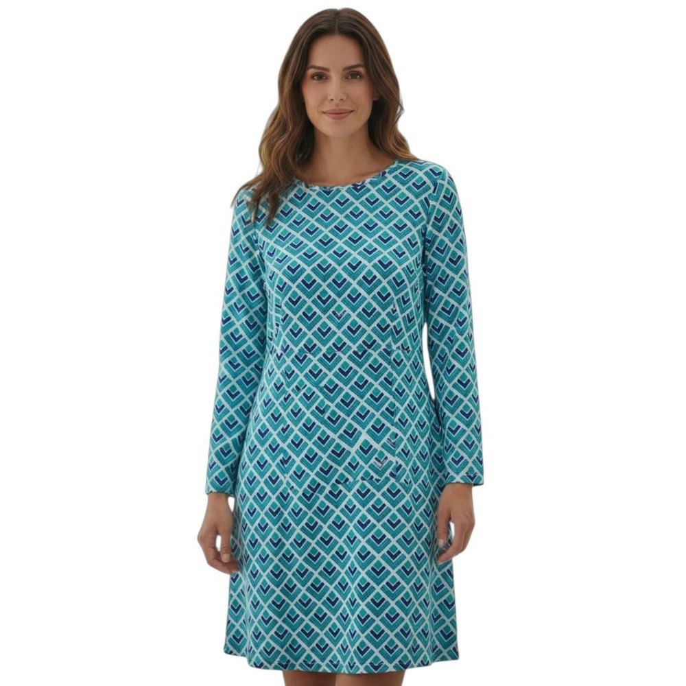 Hatley Women Long Sleeve Geometric Print Tunic Dress L G